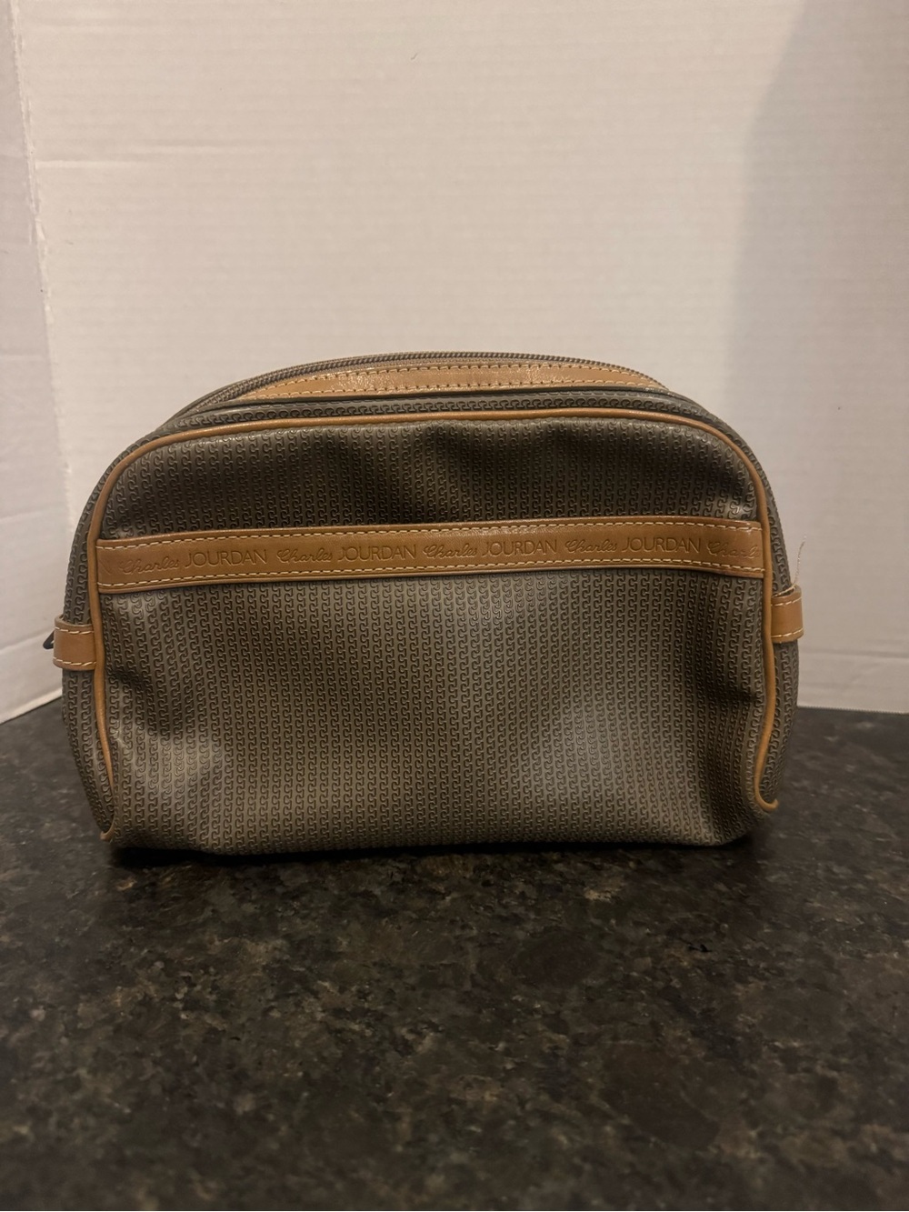 Charles Jourdan Travel Toiletry Bag in Brown and Tan